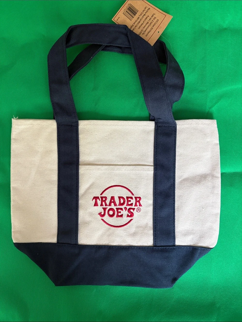 Trader Joe's Natural Canvas Tote with Navy Trim